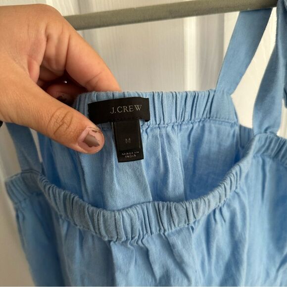 J.Crew Blue Tie Shoulder Eyelet Dress Size Medium - Picture 5 of 10
